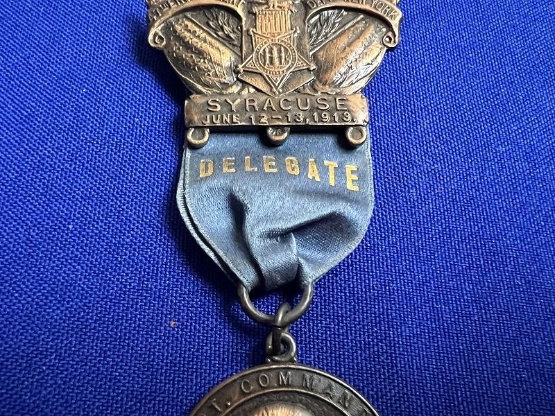 1913 SYRACUSE NEW YORK DAY DELEGATE MEDAL GETTYSBURG VETERANS 50TH REUNION