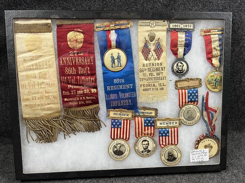 86TH ILLINOIS CHARLES MCKOWN CO. F GAR MEDALS & RIBBONS CIVIL WAR VETERANS GROUPING