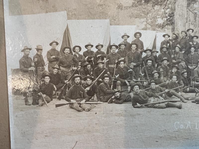 SPANISH AMERICAN WAR ALBUMEN PHOTOGRAPH OF THE 1ST VERMONT VOLUNTEER INFANTRY CO. A