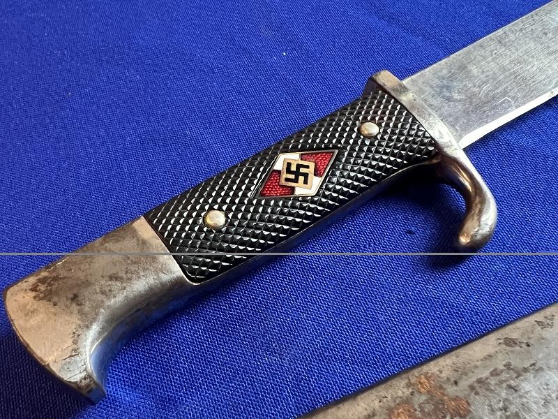 WW2 1ST MODEL HITLER YOUTH KNIFE & SCABBARD BY GUST L. KOLLER