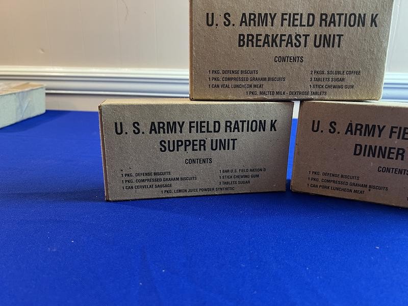 WWII WW2 US FIELD RATION BOXES BREAKFAST SUPPER AND DINNER