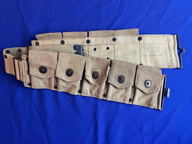 WW1 US LCC AND CO AMMO BELT WELL MARKED 7-18