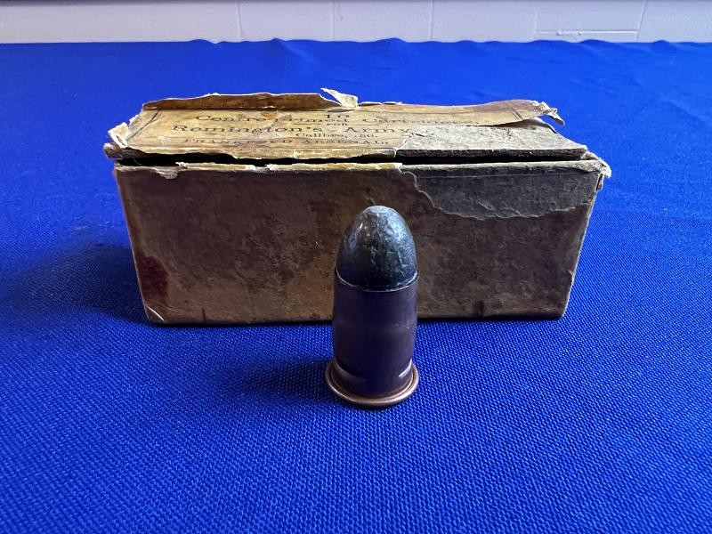 VERY RARE COMPLETE ORIGINAL BOX PACKET OF TEN .50 CALIBER CARTRIDGES BY FRANKFORD ARSENAL