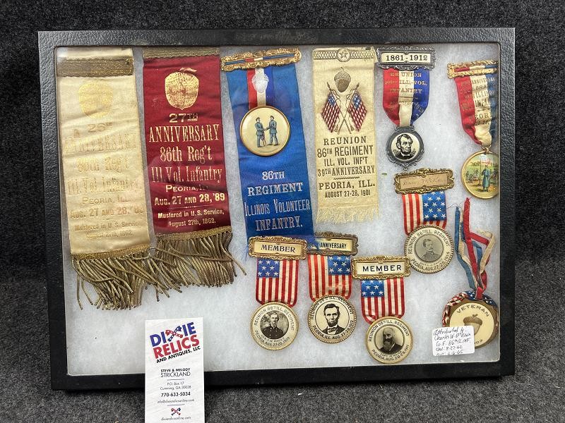 86TH ILLINOIS CHARLES MCKOWN CO. F GAR MEDALS & RIBBONS CIVIL WAR VETERANS GROUPING