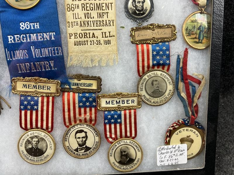 86TH ILLINOIS CHARLES MCKOWN CO. F GAR MEDALS & RIBBONS CIVIL WAR VETERANS GROUPING