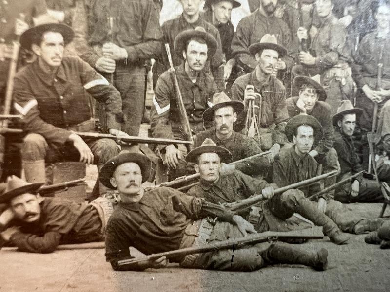 SPANISH AMERICAN WAR ALBUMEN PHOTOGRAPH OF THE 1ST VERMONT VOLUNTEER INFANTRY CO. A