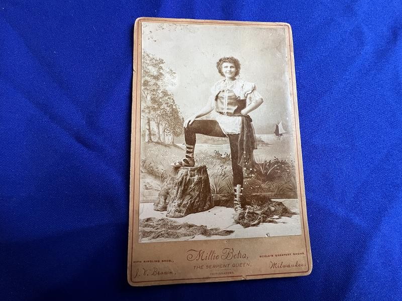 SNAKE CHARMER Millie Betra Cabinet Card Portrait Circa 1900s