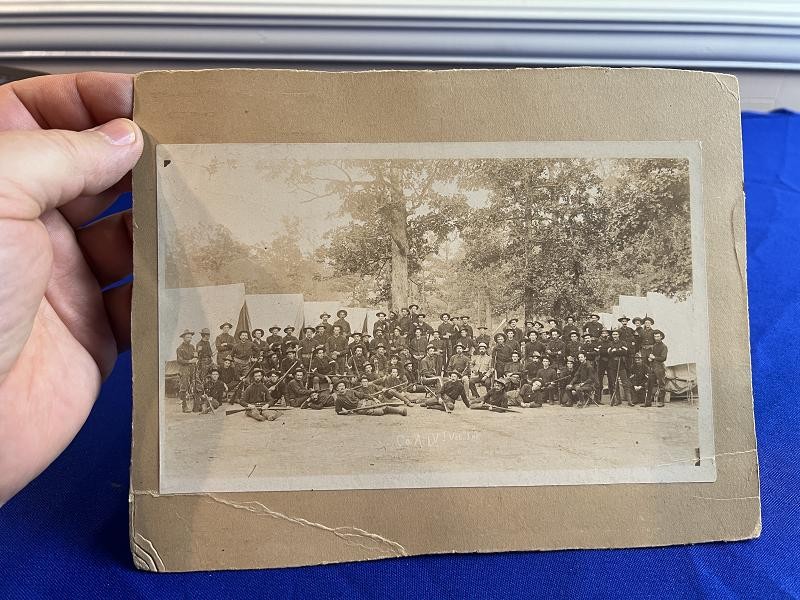 SPANISH AMERICAN WAR ALBUMEN PHOTOGRAPH OF THE 1ST VERMONT VOLUNTEER INFANTRY CO. A