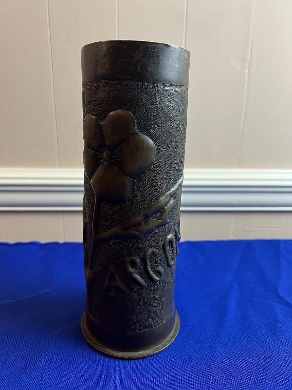 LARGE WWI 1918 TRENCH ART ARGONNE ARTILLERY SHELL
