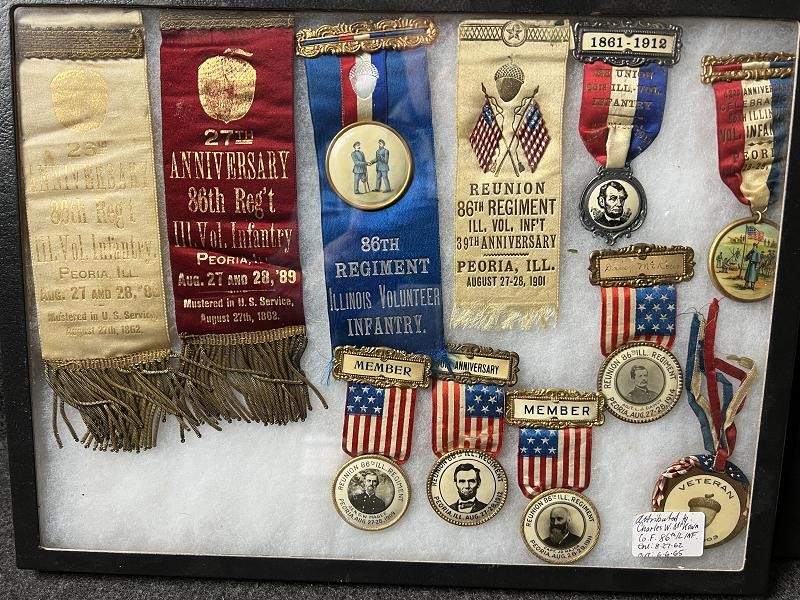 86TH ILLINOIS CHARLES MCKOWN CO. F GAR MEDALS & RIBBONS CIVIL WAR VETERANS GROUPING