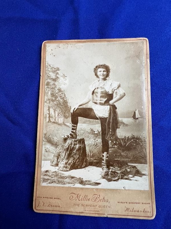 SNAKE CHARMER Millie Betra Cabinet Card Portrait Circa 1900s