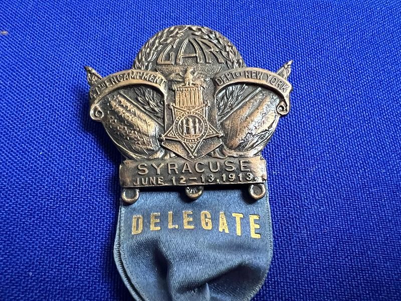 1913 SYRACUSE NEW YORK DAY DELEGATE MEDAL GETTYSBURG VETERANS 50TH REUNION