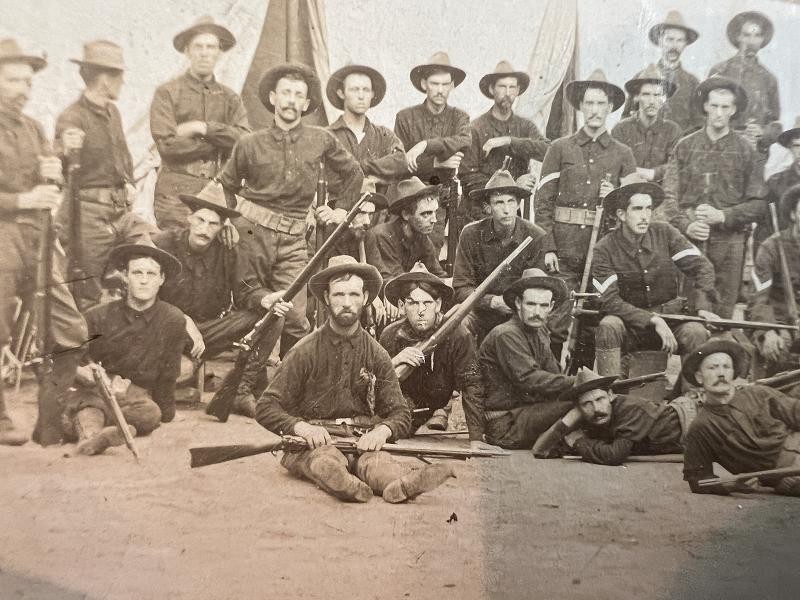 SPANISH AMERICAN WAR ALBUMEN PHOTOGRAPH OF THE 1ST VERMONT VOLUNTEER INFANTRY CO. A