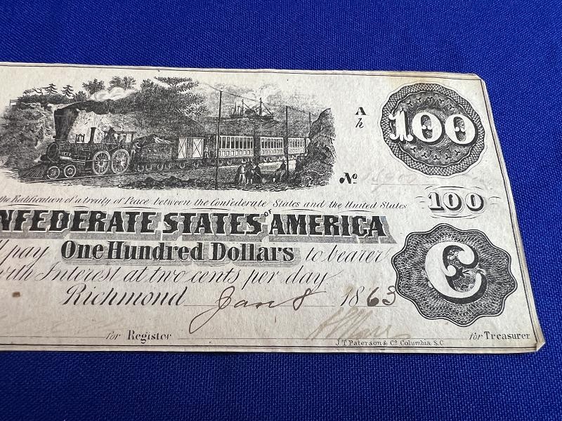 Rare Redeemed Jackson MS T-39 Richmond 1862 $100 Bill Confederate Paper Money