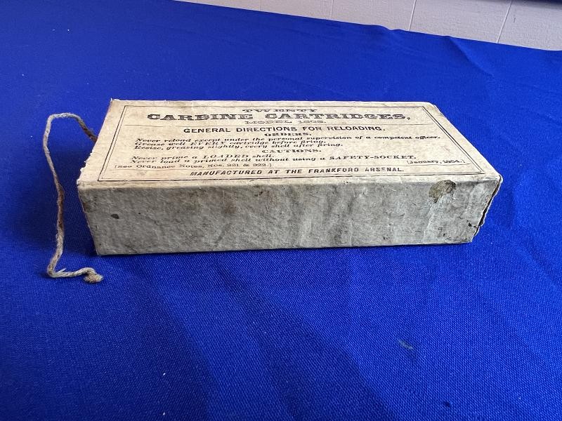 Sealed Box of Twenty .45-70 Carbine Cartridges manufactured at the Frankford Arsenal April of 1882