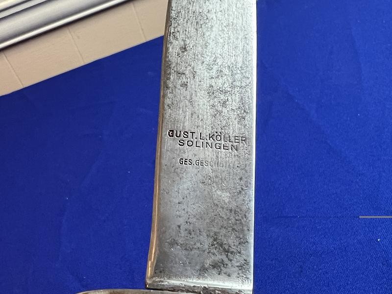 WW2 1ST MODEL HITLER YOUTH KNIFE & SCABBARD BY GUST L. KOLLER