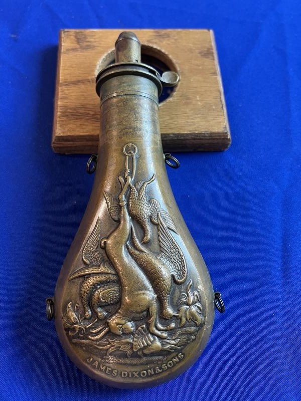 ANTIQUE JAMES DIXON AND SONS POWDER FLASK