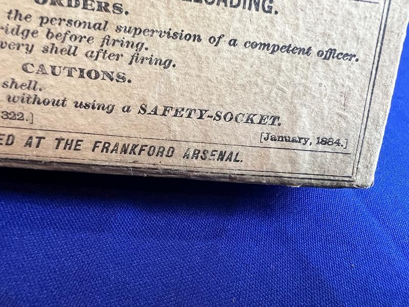 Sealed Box of Twenty .45-70 Carbine Cartridges manufactured at the Frankford Arsenal April of 1882