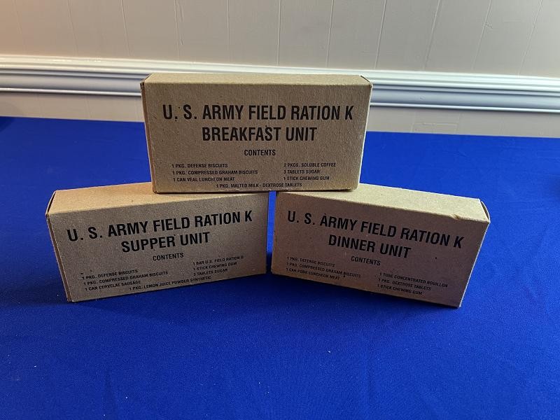 WWII WW2 US FIELD RATION BOXES BREAKFAST SUPPER AND DINNER