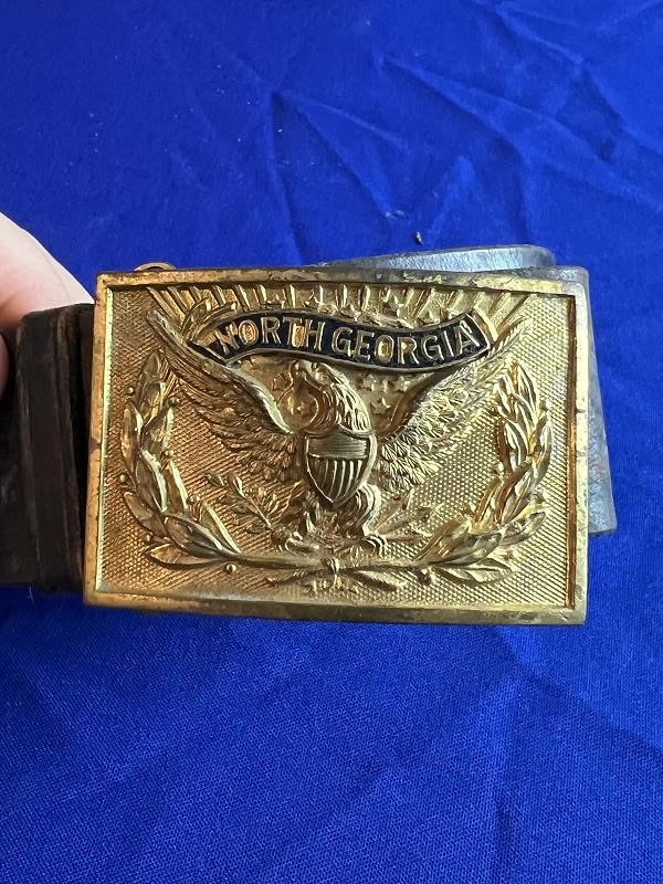 Early 1900s North Georgia Military College Hat and Sword Belt with Buckle