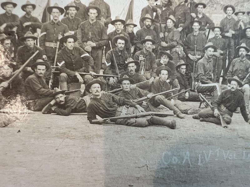 SPANISH AMERICAN WAR ALBUMEN PHOTOGRAPH OF THE 1ST VERMONT VOLUNTEER INFANTRY CO. A