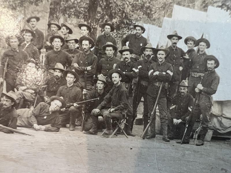 SPANISH AMERICAN WAR ALBUMEN PHOTOGRAPH OF THE 1ST VERMONT VOLUNTEER INFANTRY CO. A