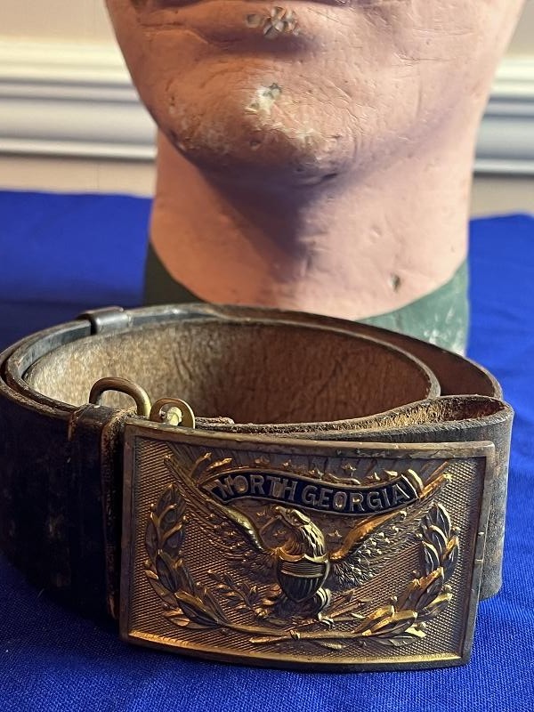 Early 1900s North Georgia Military College Hat and Sword Belt with Buckle