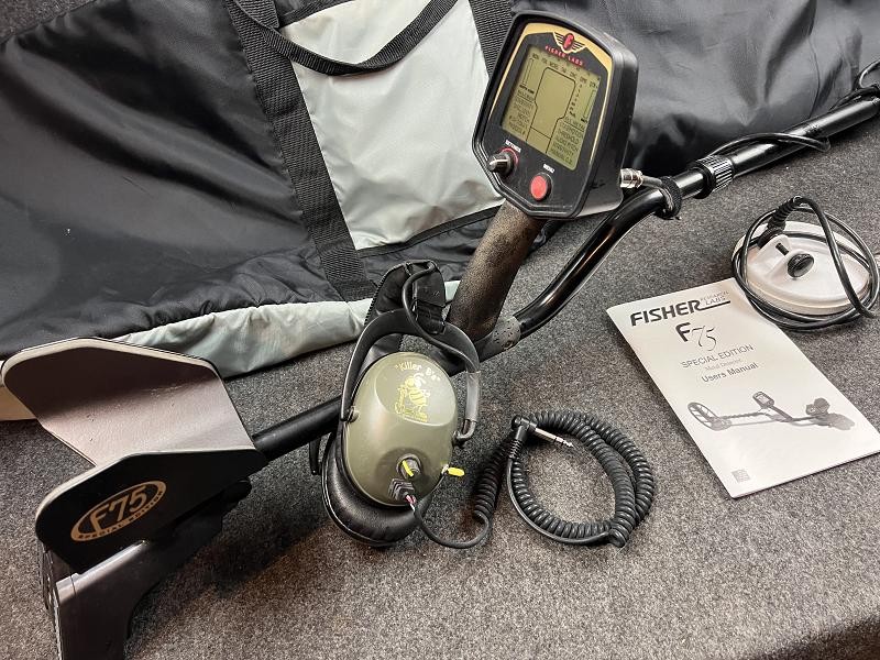 Fisher F75 Metal Detector with Waterproof 11" DD Coil Headphones and Carry Bag