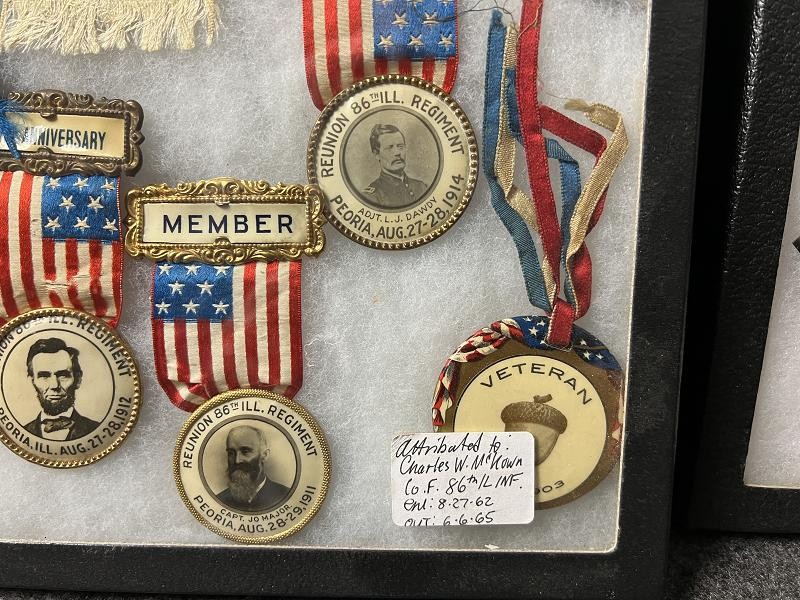 86TH ILLINOIS CHARLES MCKOWN CO. F GAR MEDALS & RIBBONS CIVIL WAR VETERANS GROUPING