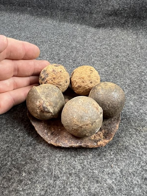 12# Civil War Artillery Canister Round Base Plate with 5 Case Shot