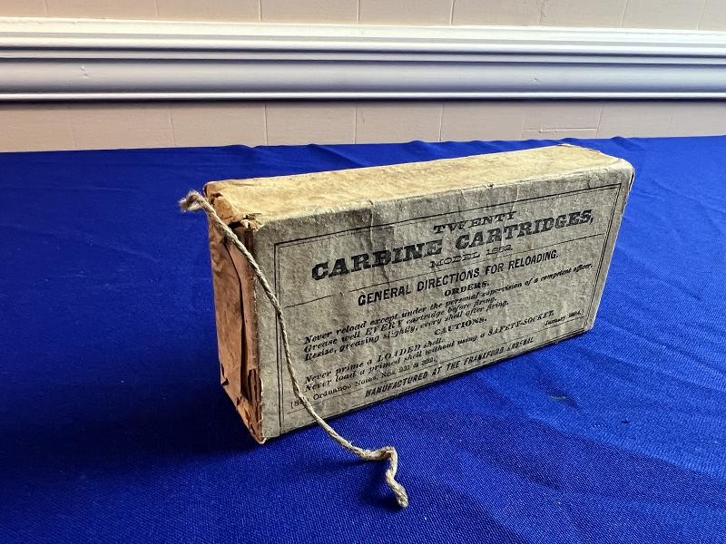 Sealed Box of Twenty .45-70 Carbine Cartridges manufactured at the Frankford Arsenal April of 1882