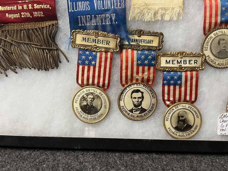 86TH ILLINOIS CHARLES MCKOWN CO. F GAR MEDALS & RIBBONS CIVIL WAR VETERANS GROUPING