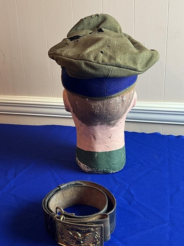 Early 1900s North Georgia Military College Hat and Sword Belt with Buckle