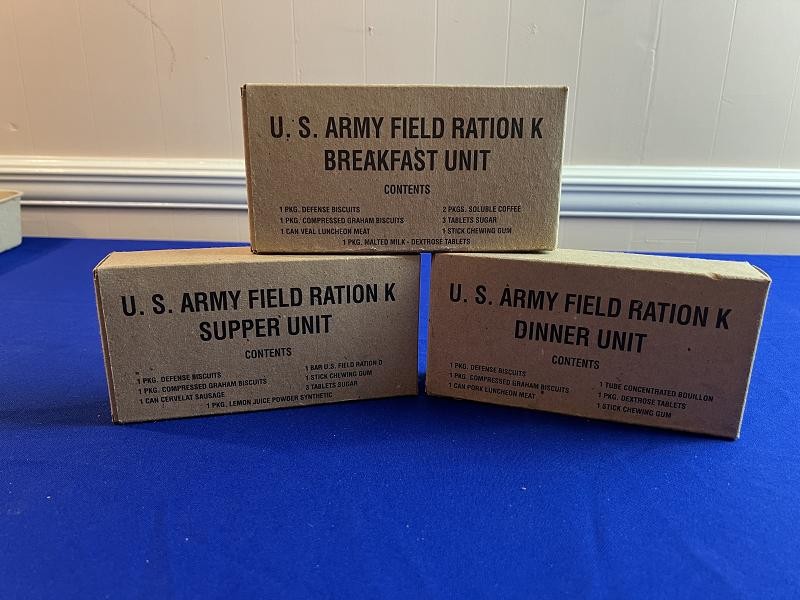 WWII WW2 US FIELD RATION BOXES BREAKFAST SUPPER AND DINNER