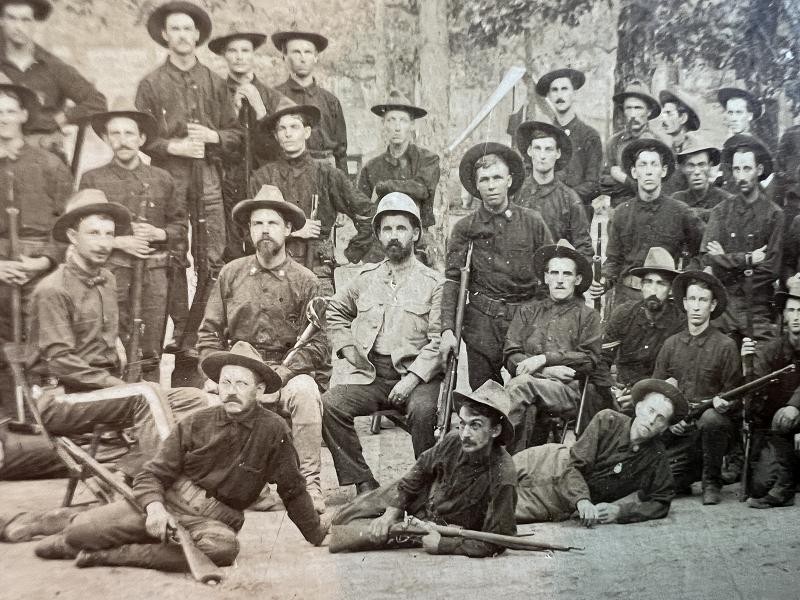 SPANISH AMERICAN WAR ALBUMEN PHOTOGRAPH OF THE 1ST VERMONT VOLUNTEER INFANTRY CO. A