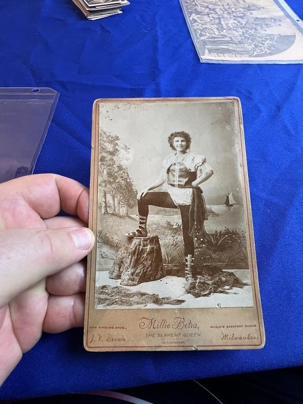 SNAKE CHARMER Millie Betra Cabinet Card Portrait Circa 1900s