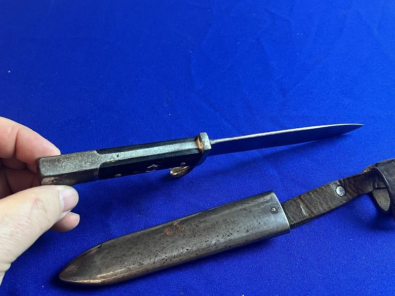 WW2 1ST MODEL HITLER YOUTH KNIFE & SCABBARD BY GUST L. KOLLER