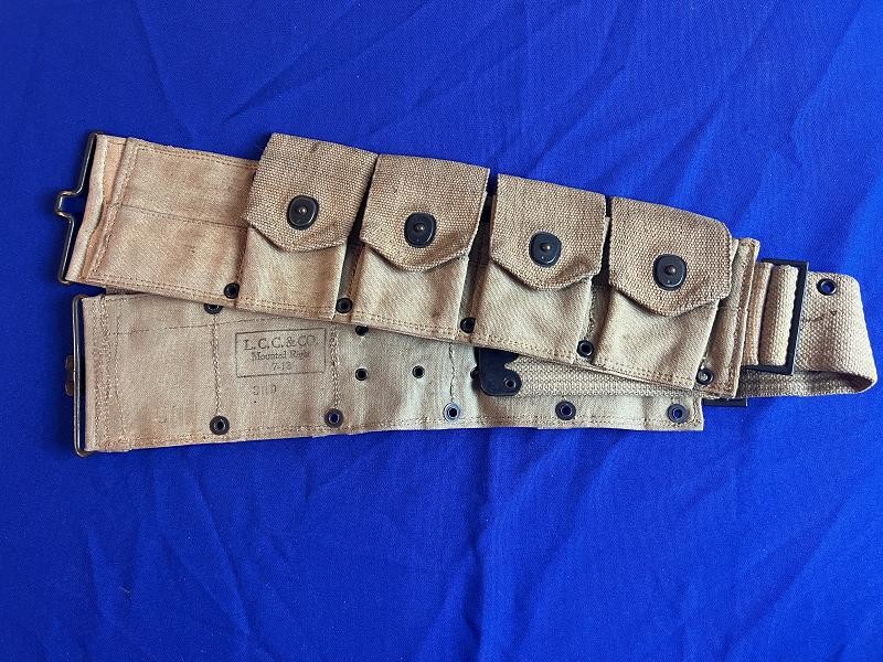 WW1 US LCC AND CO AMMO BELT WELL MARKED 7-18