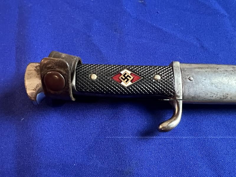 WW2 1ST MODEL HITLER YOUTH KNIFE & SCABBARD BY GUST L. KOLLER