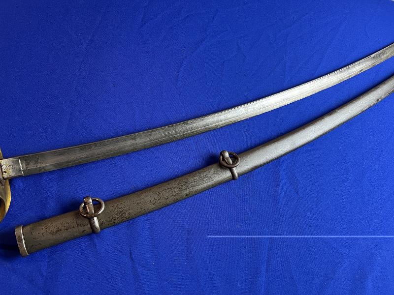 US CIVIL WAR C. ROBY CAVALRY SWORD WITH SCABBARD DATED 1864