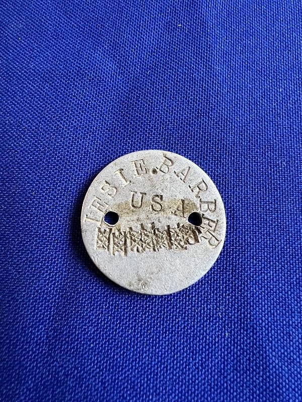 WWI WW1 ID U.S. SOLDIERS DOG TAG LESLIE BARBER TRANSPORTATION SERVICE