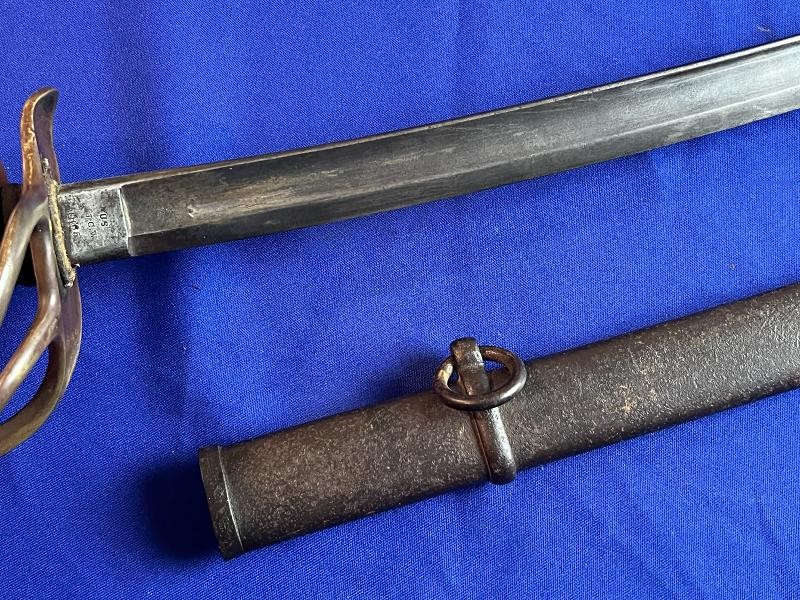 U.S. Civil War Model 1860 Light Cavalry Saber Sword by AMES with Scabbard Dated 1865