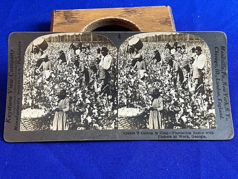 GEORGIA BLACK NEGRO GROUP STEREOVIEW CARD PHOTO PICKING COTTON