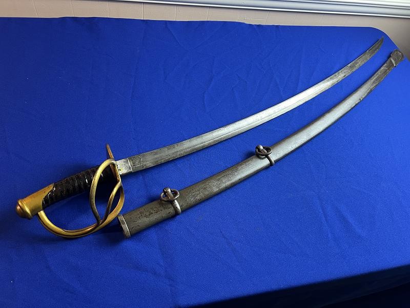 US CIVIL WAR C. ROBY CAVALRY SWORD WITH SCABBARD DATED 1864