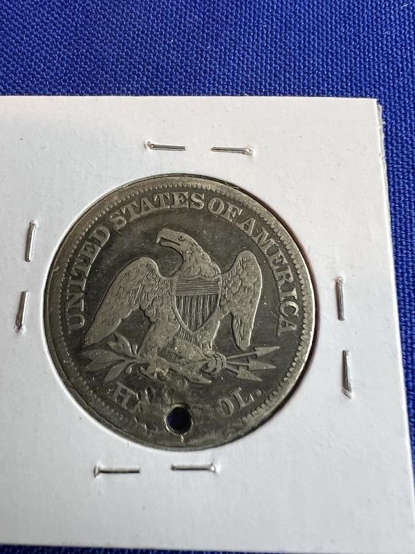 US 1858 O SEATED LIBERTY HALF DOLLAR SILVER COIN