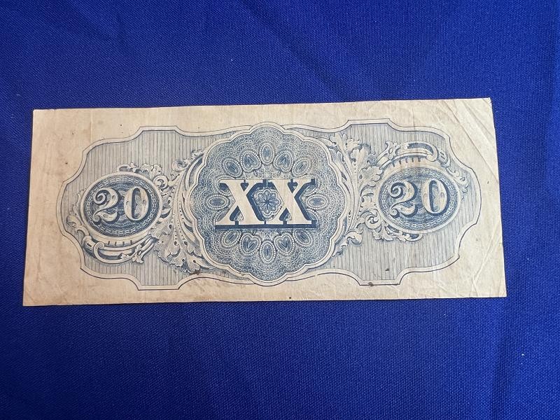 Exc Confederate $20.00 Note T58 April 6th 1863