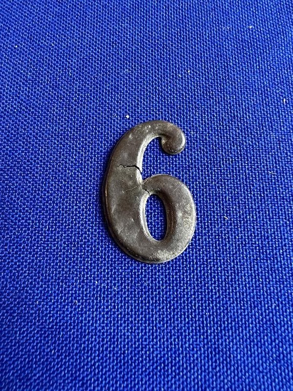 Dug Civil War Regiment Number 6 Hat Insignia