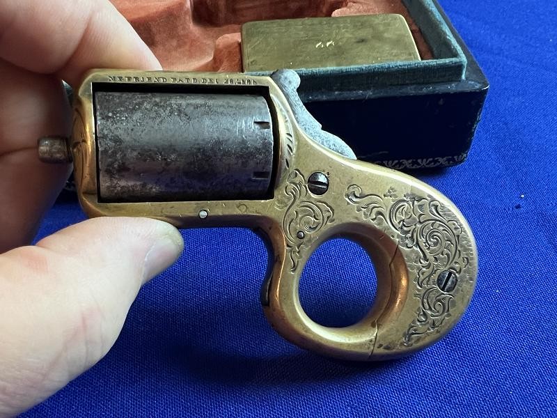 Rare Cased James Reid Knuckle Duster Revolver