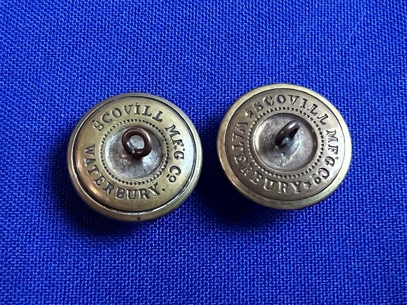 TWO MAINE STAFF OFFICER 7/8 DOMED BRASS UNIFORM COAT BUTTONS SCOVILL BM 23MM