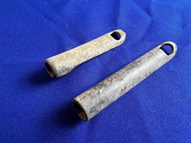 TWO DUG CIVIL WAR BRASS TENT ROPE ADJUSTER DALTON GA